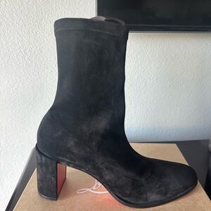 Christian Louboutin Black Suede Heeled Boots